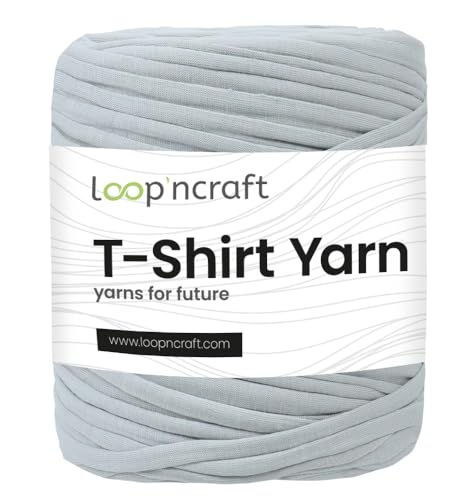 Loopncraft Textilgarn, Silber Grau, 750g, T-Shirt Yarn, Recyling Garn von Loopncraft