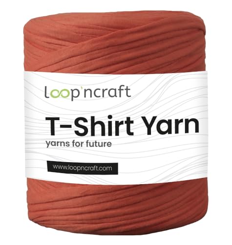 Loopncraft Textilgarn, Terracotta Red, 750g, T-Shirt Yarn, Recyling Garn von Loopncraft