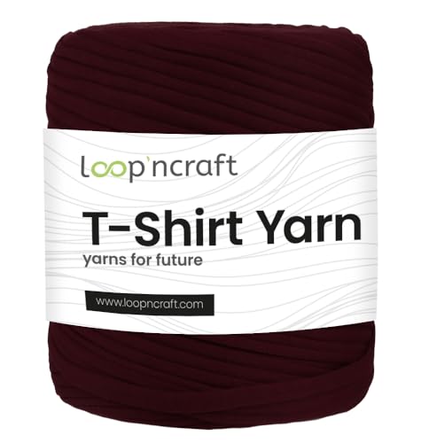 Loopncraft Textilgarn, Wine Red, 750g, T-Shirt Yarn, Recyling Garn von Loopncraft