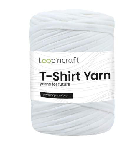 Loopncraft Textilgarn, Zuckerweiß, 350g, T-Shirt Yarn, Recyling Garn von Loopncraft