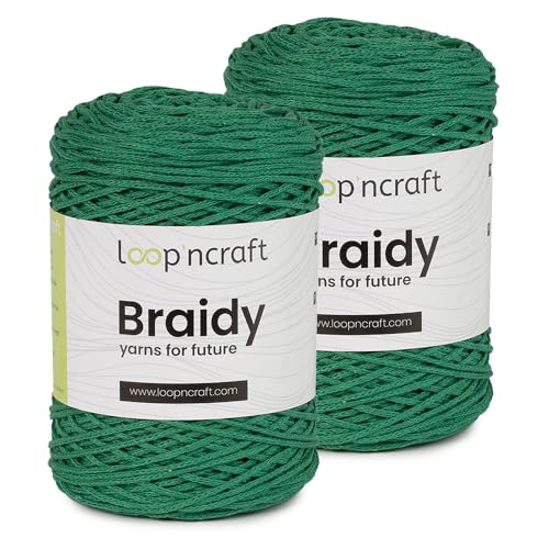 Makramee Garn 2er-Set Benetton, Loopncraft, 2 X 2mm - 250m - 250g, Kettengarn, Braidy Garn, Recycling Garn von Loopncraft