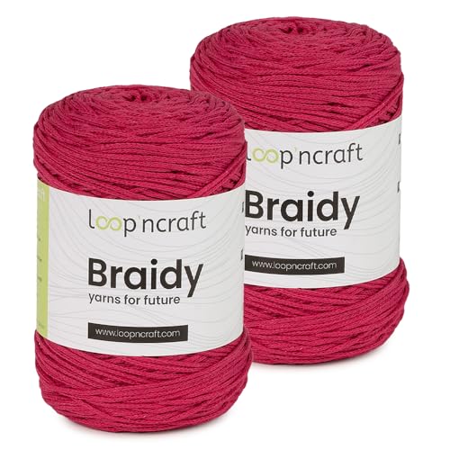 Makramee Garn 2er-Set Fuchsie, Loopncraft, 2 X 2mm - 250m - 250g, Kettengarn, Braidy Garn, Recycling Garn von Loopncraft