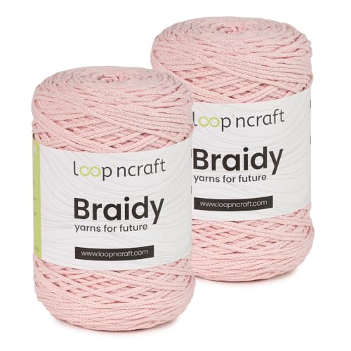 Makramee Garn 2er-Set Helles Rosa, Loopncraft, 2 X 2mm - 250m - 250g, Kettengarn, Braidy Garn, Recycling Garn, Black Friday von Loopncraft