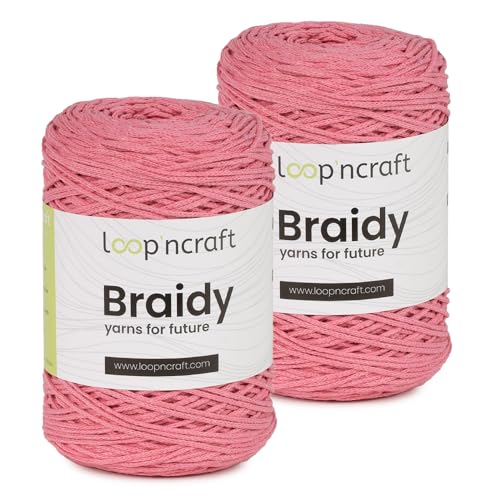 Makramee Garn 2er-Set Rosa, Loopncraft, 2 X 2mm - 250m - 250g, Kettengarn, Braidy Garn, Recycling Garn von Loopncraft