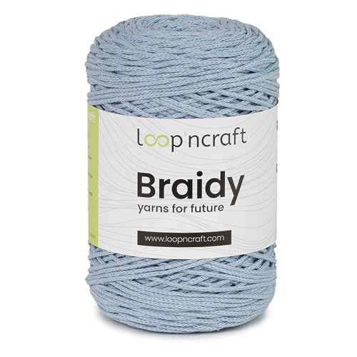 Makramee Garn Babyblau, Loopncraft, 2mm - 250m - 250g, Kettengarn, Braidy, Recycling Garn von Loopncraft