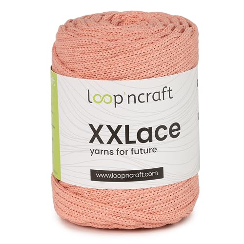 Loopncraft Makramee Garn Lachsrosa, 4mm - 65m - 250g, Kettengarn, XXLace Garn, Recycling Garn von Loopncraft