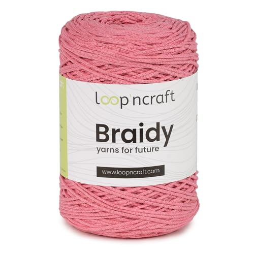 Makramee Garn Rosa, Loopncraft, 2mm - 250m - 250g, Kettengarn, Braidy, Recycling Garn von Loopncraft