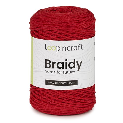 Makramee Garn Rot, Loopncraft, 2mm - 250m - 250g, Kettengarn, Braidy, Recycling Garn von Loopncraft