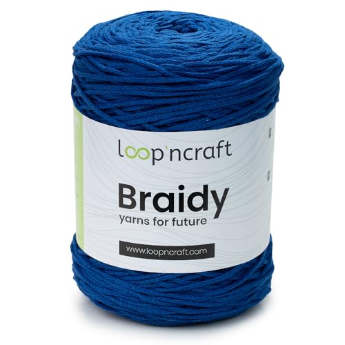 Makramee Garn Royalblau, Loopncraft, 2mm - 250m - 250g, Kettengarn, Braidy, Recycling Garn von Loopncraft