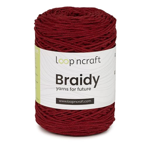 Makramee Garn Weinrot, Loopncraft, 2mm - 250m - 250g, Kettengarn, Braidy, Recycling Garn von Loopncraft