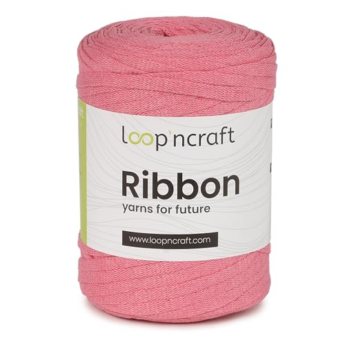 Loopncraft Ribbon, Rosa, 130m - 250g, geflochtenes Bandgarn, Recycling Garn von Loopncraft