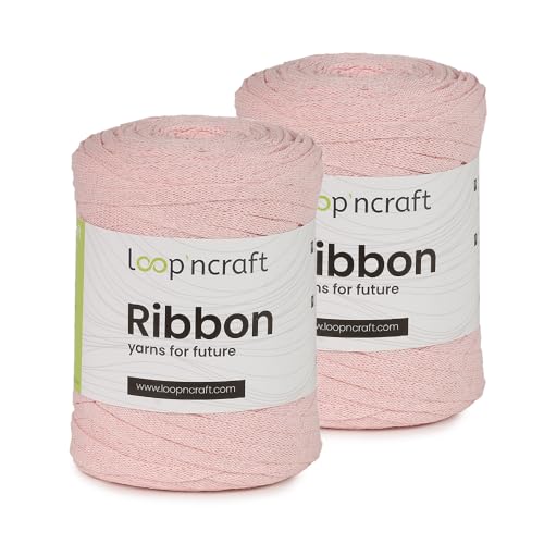 Ribbon 2er-Set, Helles Rosa, Loopncraft, 2 X 130m - 250g, geflochtenes Bandgarn, Recycling Garn von Loopncraft