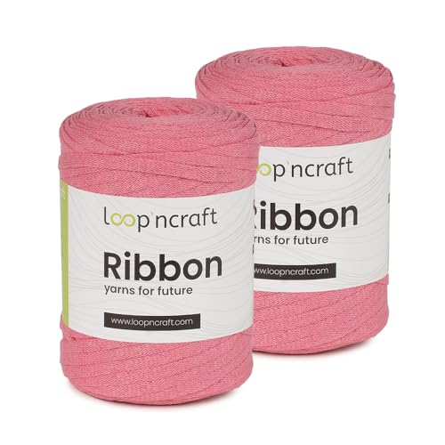 Ribbon 2er-Set, Rosa, Loopncraft, 2 X 130m - 250g, geflochtenes Bandgarn, Recycling Garn von Loopncraft