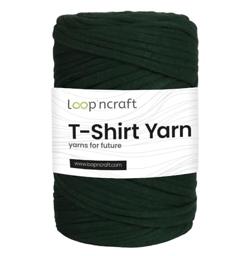 Textilgarn, Dunkelgrün, Loopncraft, 350g, T-Shirt Yarn, Recyling Garn von Loopncraft