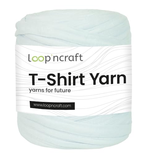 Textilgarn, Eisblau Weiß, Loopncraft, 750g, T-Shirt Yarn, Recyling Garn von Loopncraft