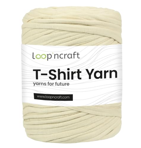 Textilgarn, Elfenbein, Loopncraft, 350g, T-Shirt Yarn, Recyling Garn von Loopncraft