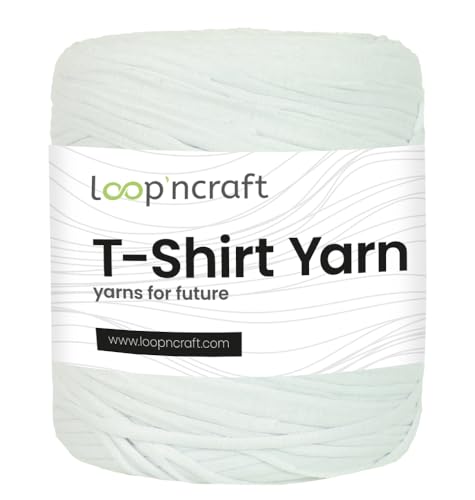 Textilgarn, Glas Weiß, Loopncraft, 750g, T-Shirt Yarn, Recyling Garn von Loopncraft