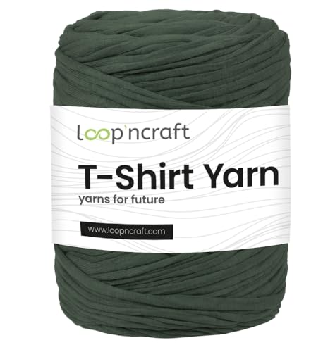 Textilgarn, Jägergrün, Loopncraft, 350g, T-Shirt Yarn, Recyling Garn von Loopncraft