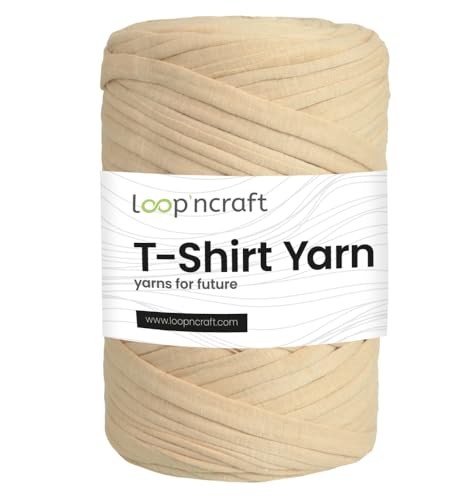 Textilgarn, Leinencreme, Loopncraft, 350g, T-Shirt Yarn, Recyling Garn von Loopncraft