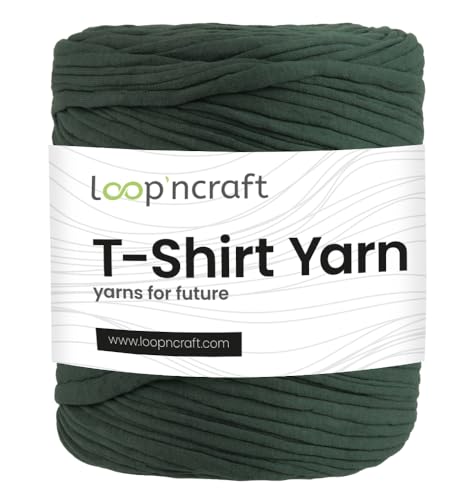 Textilgarn, Matt Jägergrün, Loopncraft, 750g, T-Shirt Yarn, Recyling Garn von Loopncraft