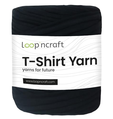 Textilgarn, Mattes Schwarz, Loopncraft, 750g, T-Shirt Yarn, Recyling Garn von Loopncraft