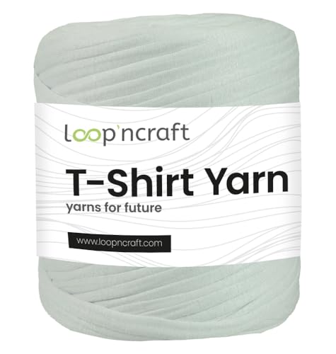 Textilgarn, Mint White, Loopncraft, 750g, T-Shirt Yarn, Recyling Garn von Loopncraft