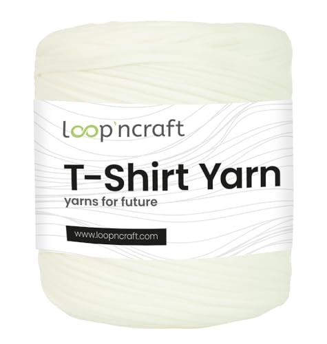 Textilgarn, Schneeweiß, Loopncraft, 750g, T-Shirt Yarn, Recyling Garn von Loopncraft