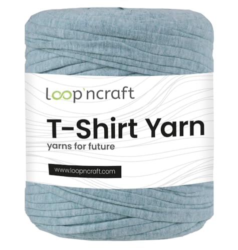 Loopncraft Textilgarn, Stahlblau, 750g, T-Shirt Yarn, Recyling Garn von Loopncraft