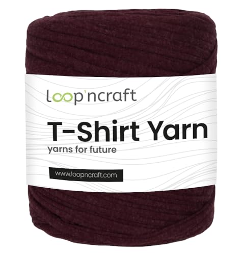 Textilgarn, Staubiges Pflaumenrot, Loopncraft, 750g, T-Shirt Yarn, Recyling Garn von Loopncraft