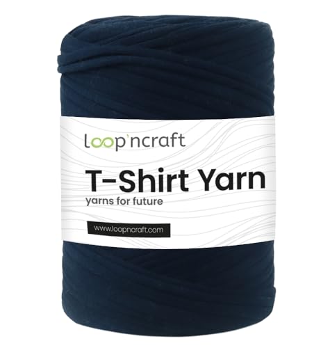 Textilgarn, Tiefes Marineblau, Loopncraft, 350g, T-Shirt Yarn, Recyling Garn von Loopncraft