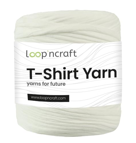 Textilgarn, Whisper White, Loopncraft, 750g, T-Shirt Yarn, Recyling Garn von Loopncraft