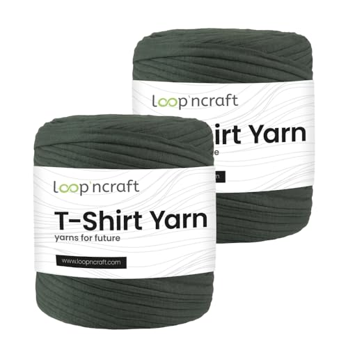 Textilgarn 2er-Set, Antracite, Loopncraft, 2 X 750g, T-Shirt Yarn, Recyling Garn von Loopncraft