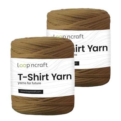 Textilgarn 2er-Set, Dark Cinnamon, Loopncraft, 2 X 750g, T-Shirt Yarn, Recyling Garn von Loopncraft