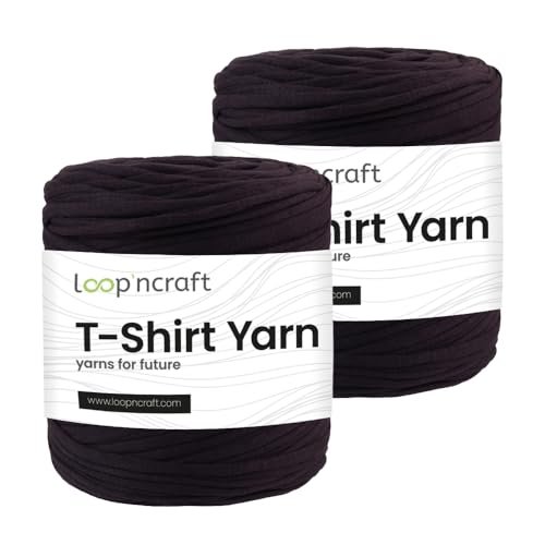 Textilgarn 2er-Set, Ebenholz, Loopncraft, 2 X 750g, T-Shirt Yarn, Recyling Garn von Loopncraft