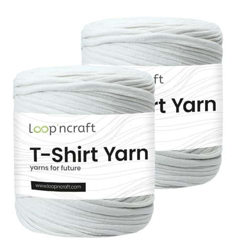Textilgarn 2er-Set, Elfenbein, Loopncraft, 2 X 750g, T-Shirt Yarn, Recyling Garn von Loopncraft