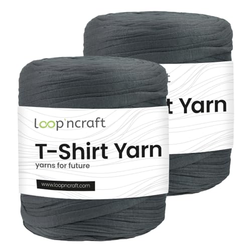 Textilgarn 2er-Set, Geräuchert, Loopncraft, 2 X 750g, T-Shirt Yarn, Recyling Garn von Loopncraft