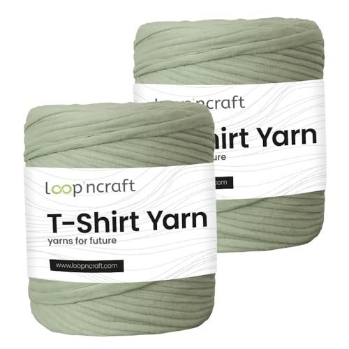 Textilgarn 2er-Set, Onyx Green, Loopncraft, 2 X 750g, T-Shirt Yarn, Recyling Garn von Loopncraft