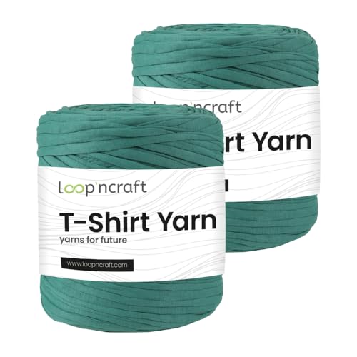 Textilgarn 2er-Set, Ozean Türkis, Loopncraft, 2 X 750g, T-Shirt Yarn, Recyling Garn von Loopncraft