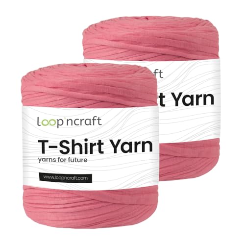 Textilgarn 2er-Set, Petunia Rosa, Loopncraft, 2 X 750g, T-Shirt Yarn, Recyling Garn von Loopncraft