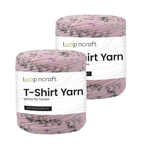 Textilgarn 2er-Set, Rosa Hase, Loopncraft, 2 X 750g, T-Shirt Yarn, Recyling Garn von Loopncraft