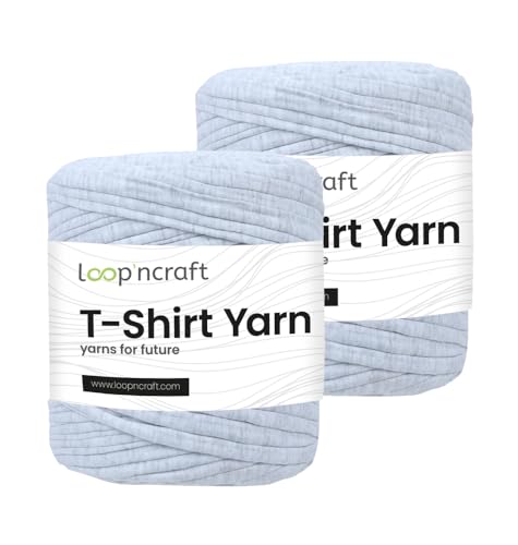 Textilgarn 2er-Set, Steingrau, Loopncraft, 2 X 750g, T-Shirt Yarn, Recyling Garn von Loopncraft