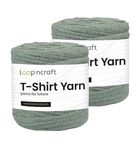 Textilgarn 2er-Set, Stonegrey, Loopncraft, 2 X 750g, T-Shirt Yarn, Recyling Garn von Loopncraft