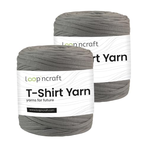 Textilgarn 2er-Set, Urbane Schiefer, Loopncraft, 2 X 750g, T-Shirt Yarn, Recyling Garn von Loopncraft