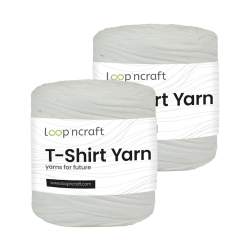 Textilgarn 2er-Set, Weiche Perle, Loopncraft, 2 X 750g, T-Shirt Yarn, Recyling Garn von Loopncraft