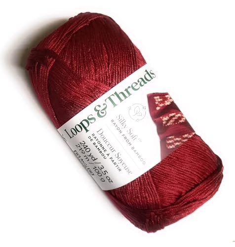 Loops & Threads Seidig weiches Bambus-Viskose-Garn, 220 m, 100 g, Cranberry von Loops & Threads