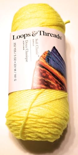 Weiches klassisches Garn von Loops & Threads – 250 Meter – Medium (4) – Neongelb von Loops & Threads