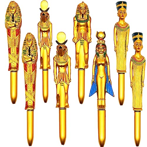 Lopenle Ägyptische Pharaon-Kugelschreiber, kreativer einziehbarer Kugelschreiber, 0,5 mm, blaue Tinte, für Erwachsene, Schule, Zuhause, Büro, Schreibwaren, Geschäft, 15 Stück von Lopenle