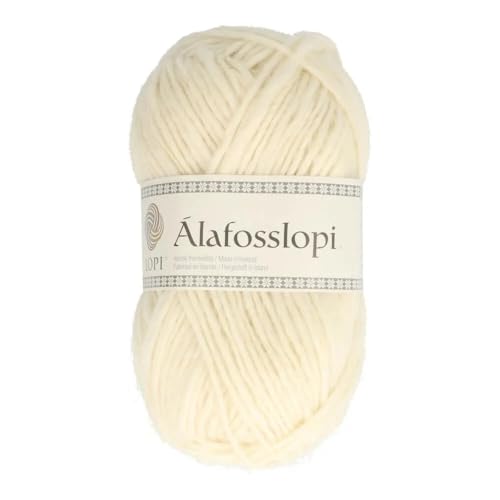 Alafoss Lopi Islandwolle, Wolle für deinen Islandpullover, Norwegermuster Strickgarn, Häkelwolle, 100g 100m, Nadelstärke 5,5-6,5mm, 100% Wolle (0051 natur) von Lopi