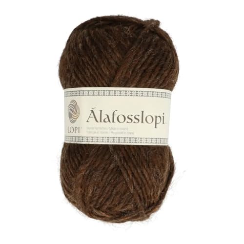 Alafoss Lopi Islandwolle, Wolle für deinen Islandpullover, Norwegermuster Strickgarn, Häkelwolle, 100g 100m, Nadelstärke 5,5-6,5mm, 100% Wolle (0867 yak braun) von Lopi