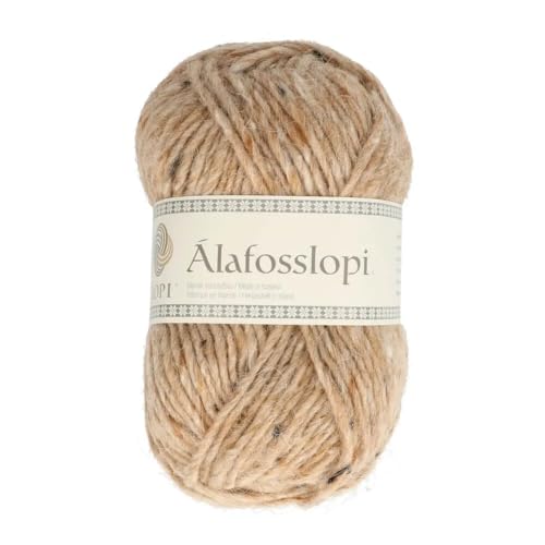 Alafoss Lopi Islandwolle, Wolle für deinen Islandpullover, Norwegermuster Strickgarn, Häkelwolle, 100g 100m, Nadelstärke 5,5-6,5mm, 100% Wolle (9976 vollkorn) von Lopi